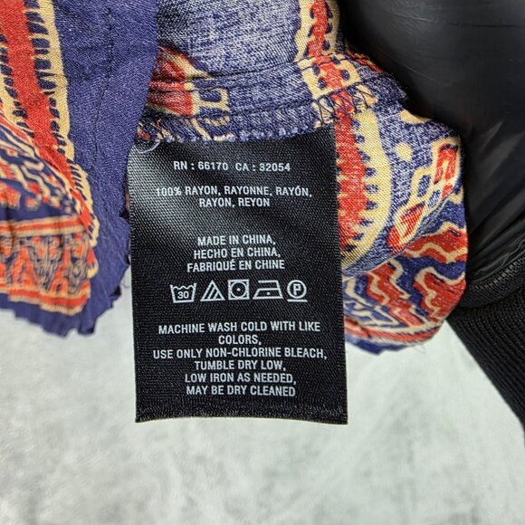 Anthropologie Shirt Womens Large Blue Orange Elephant Print Boho Peasant Top - Picture 9 of 11